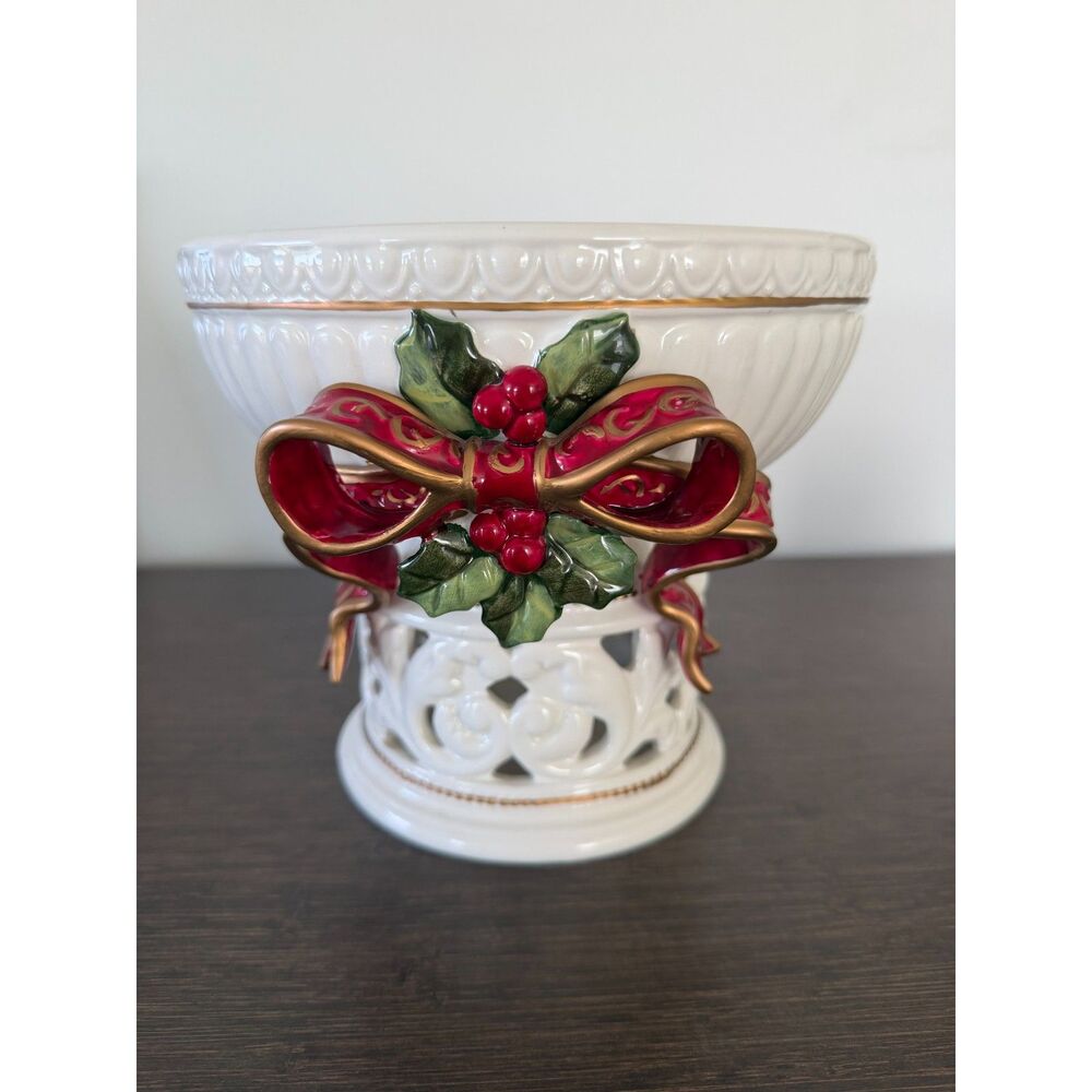 Vintage Dillard's Holiday Pedestal Bowl